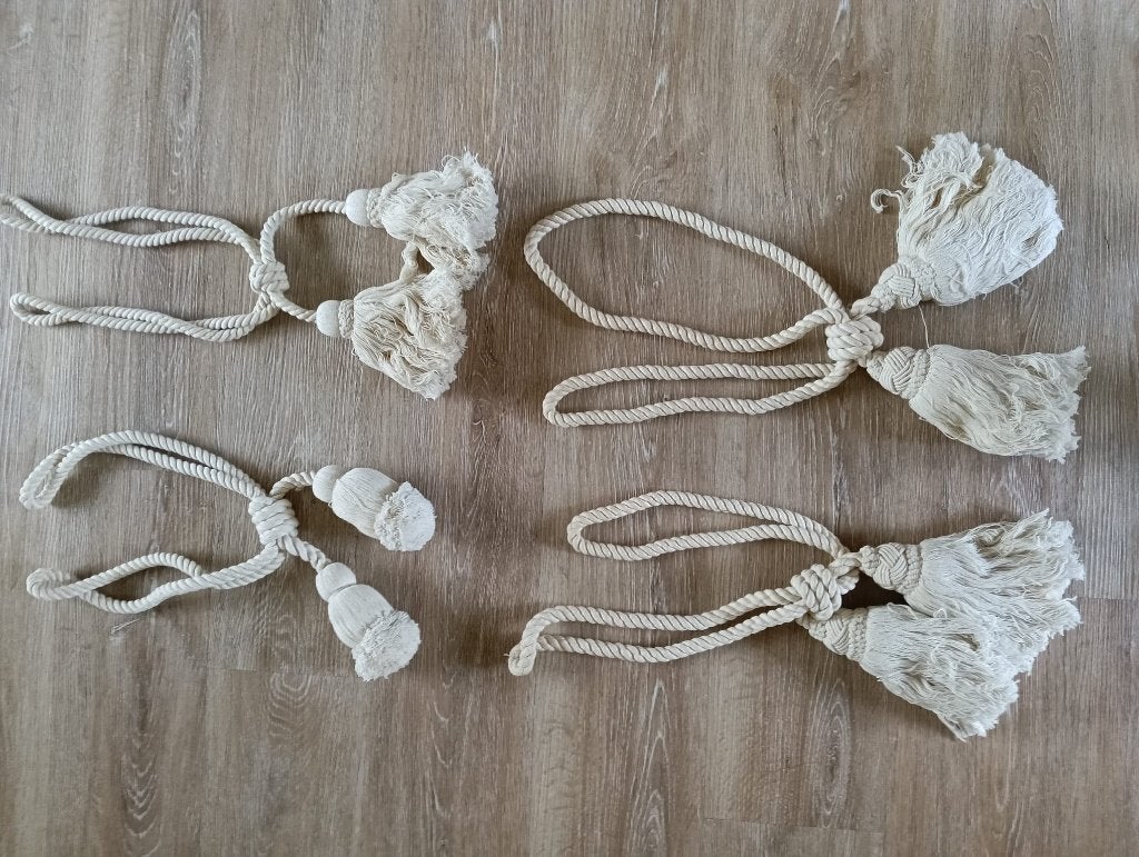 Gordijn embrasses, 4 stuks, gebroken wit, groot, Minder dan 50 cm, Wit, Ophalen of Verzenden, Zo goed als nieuw