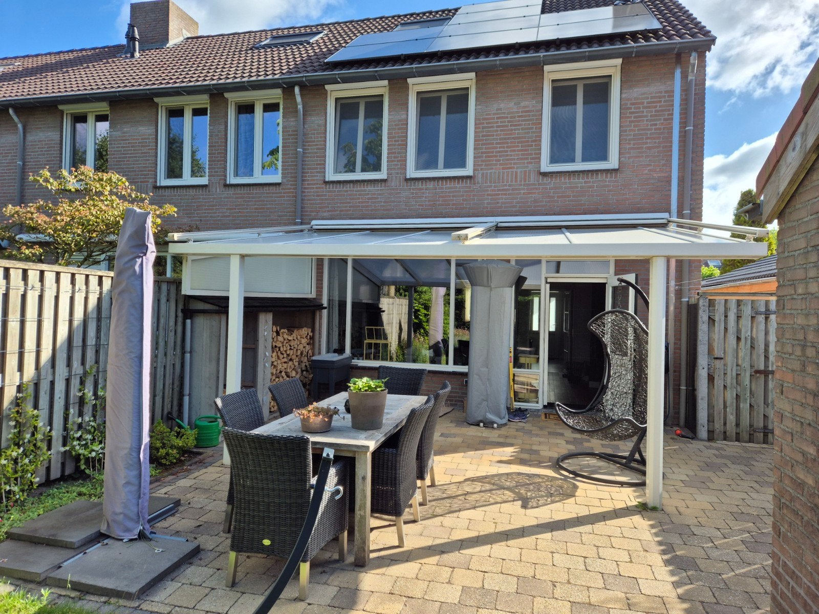 Veranda met polycarbonaat platen en verlichting, Tuin en Terras, Overkappingen, Ophalen, Gebruikt, Veranda