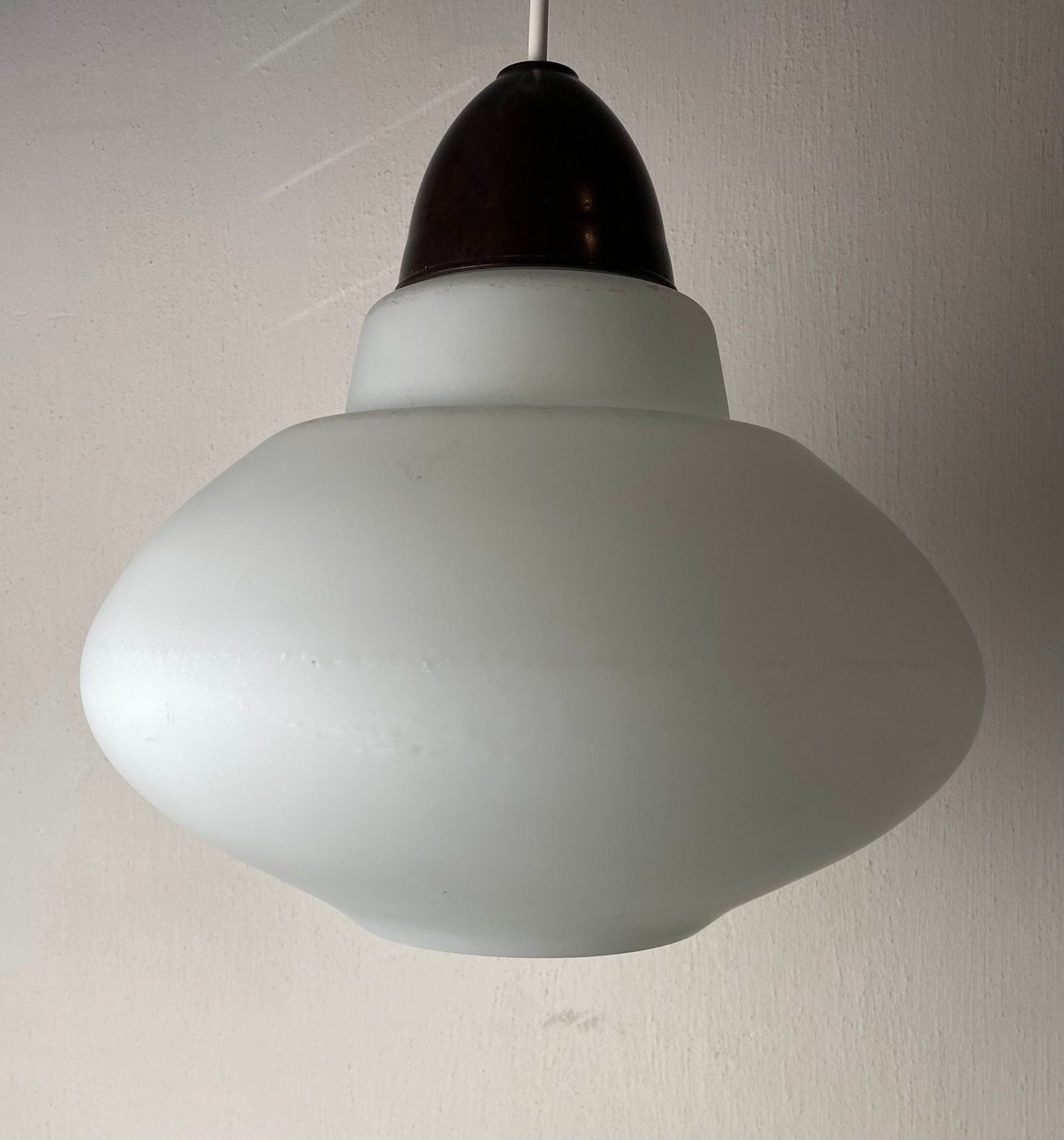 Louis Kalff glazen hanglamp , Philips jaren 50, Gebruikt, Philiips, Glas, E27 (groot)