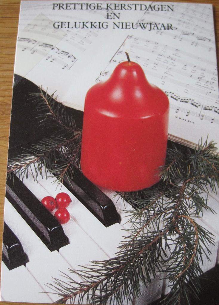 Prettige kerstdagen - kaars op piano, Verzenden, 1980 tot heden, Gelopen, Overige thema's