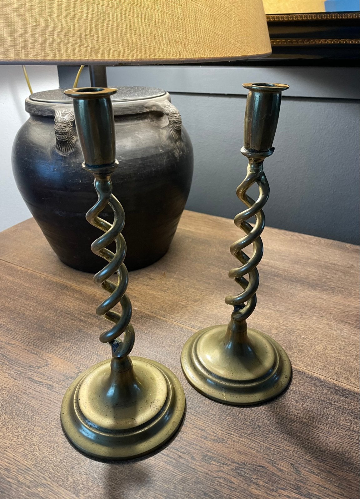 Set getorste/gedraaide kandelaars, Antiek en Kunst, Verzenden, Koper of Brons