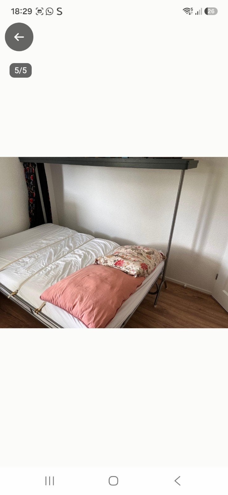 Opklapbed / logeerbed met matras, Ophalen, Gebruikt, Eenpersoons, Overige maten