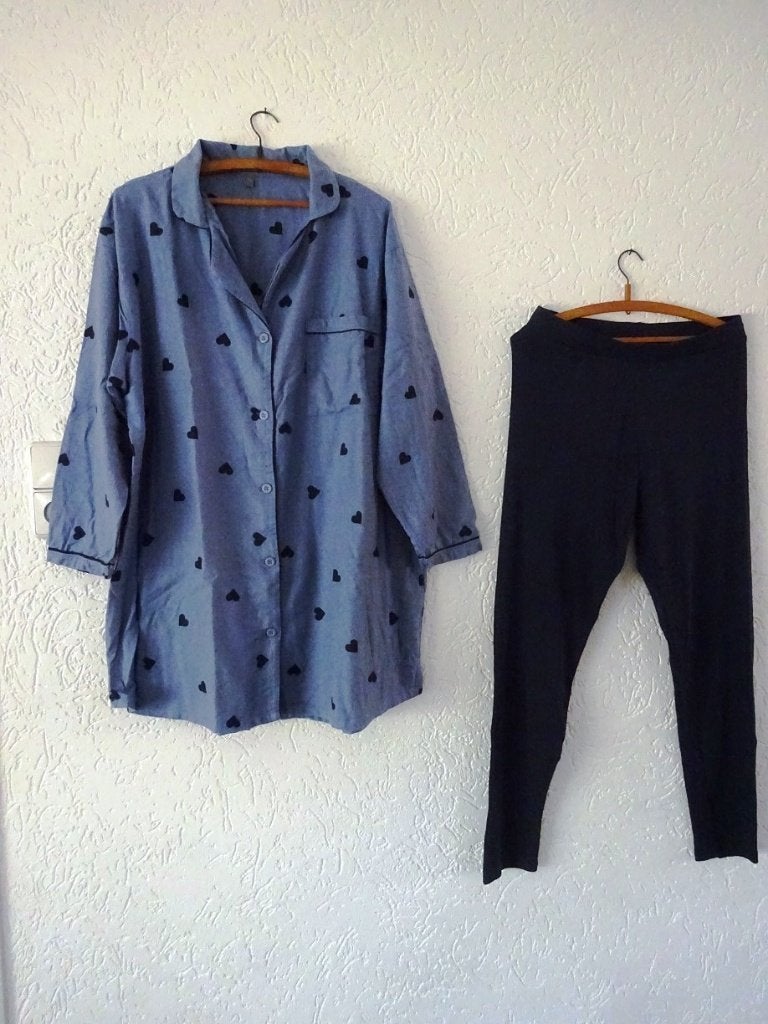 Flanellen dames pyjama met hartjesprint, Zeeman, Ophalen of Verzenden, Zo goed als nieuw, Maat 46/48 (XL) of groter