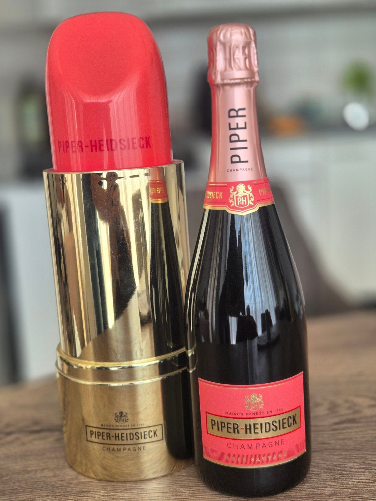 Piper-Heidsieck Champagne met lippenstiftkoeler, Verzamelen, Wijnen, Ophalen of Verzenden, Nieuw, Frankrijk, Roséwijn