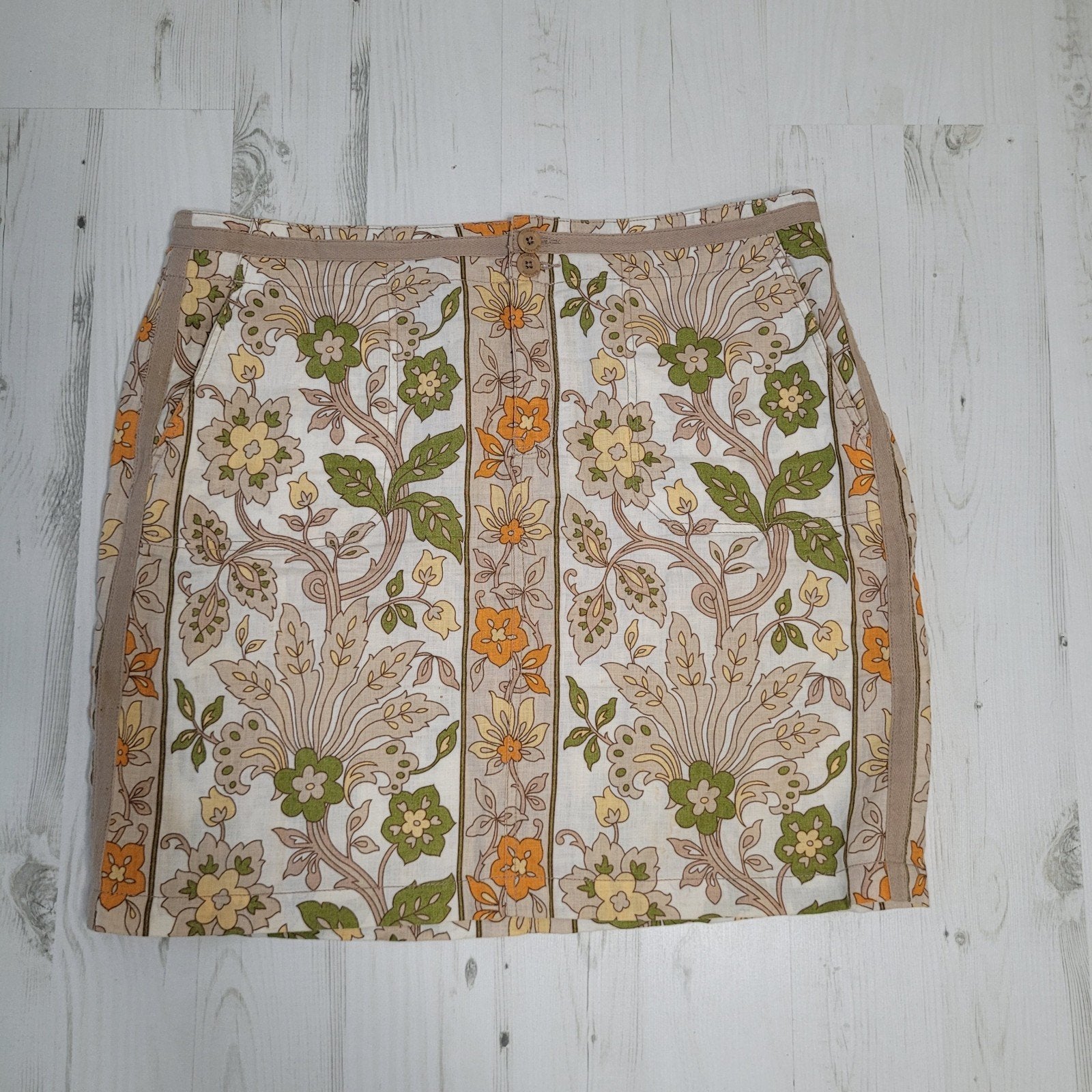 Tommy Bahama linnen rok US12 EU42 floral patroon, Tommy Bahama, Beige, Maat 42/44 (L), Ophalen of Verzenden