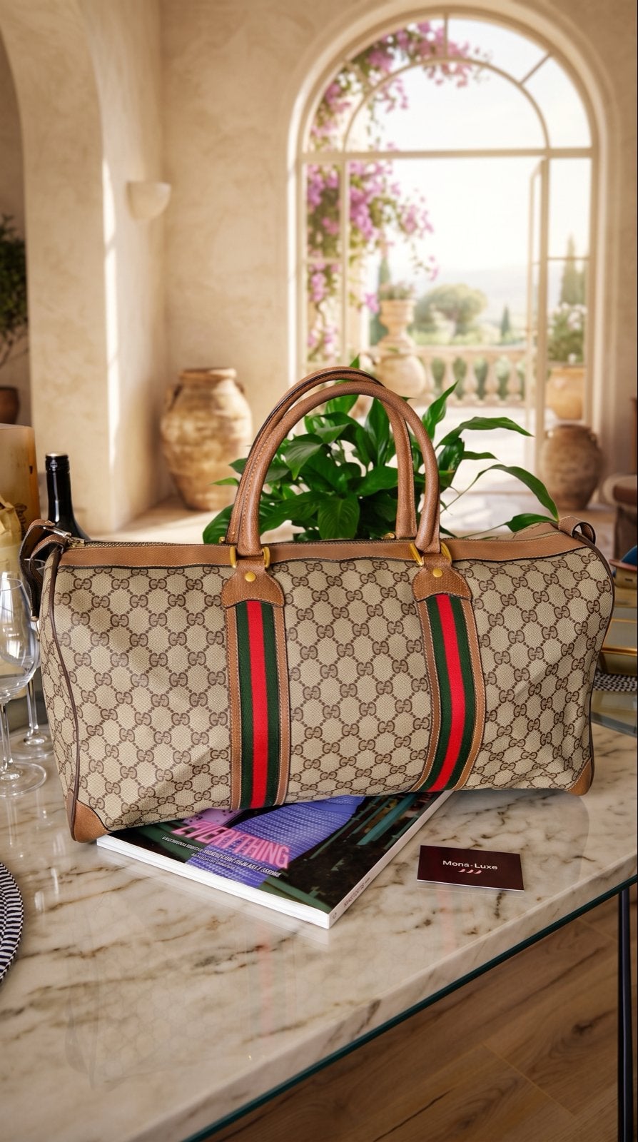 Gucci GG Supreme Sherry Line Boston Tas, Ophalen of Verzenden, Gebruikt, Bruin, Handtas