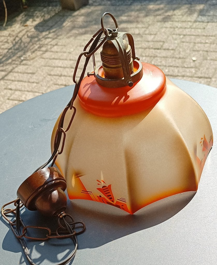antieke Art -Deco hanglamp- Patent .D.R.P.O. (Duitsland), Antiek en Kunst, Ophalen of Verzenden