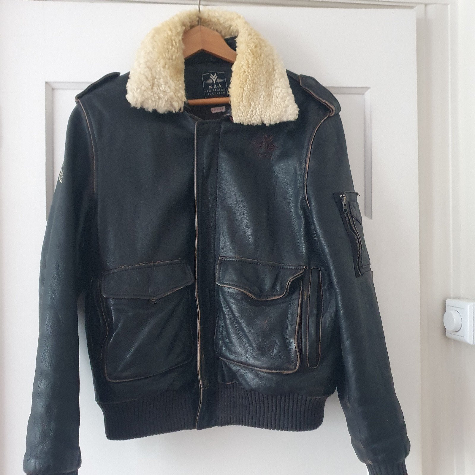 NZA New Zealand Auckland Leren Jas met afneembare kraag, Kleding | Heren, Jassen | Winter, Bruin, Maat 48/50 (M), Ophalen of Verzenden