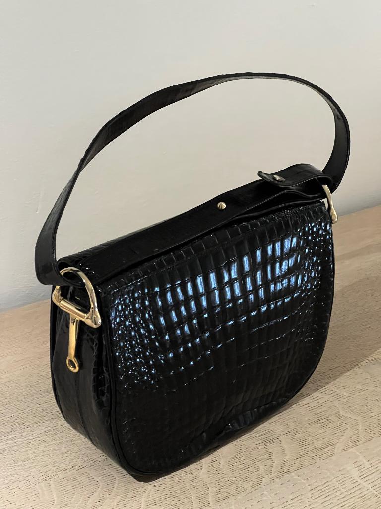 Echte croco tas  italie, Sieraden, Tassen en Uiterlijk, Tassen | Damestassen, Ophalen of Verzenden, Nieuw, Zwart, Handtas