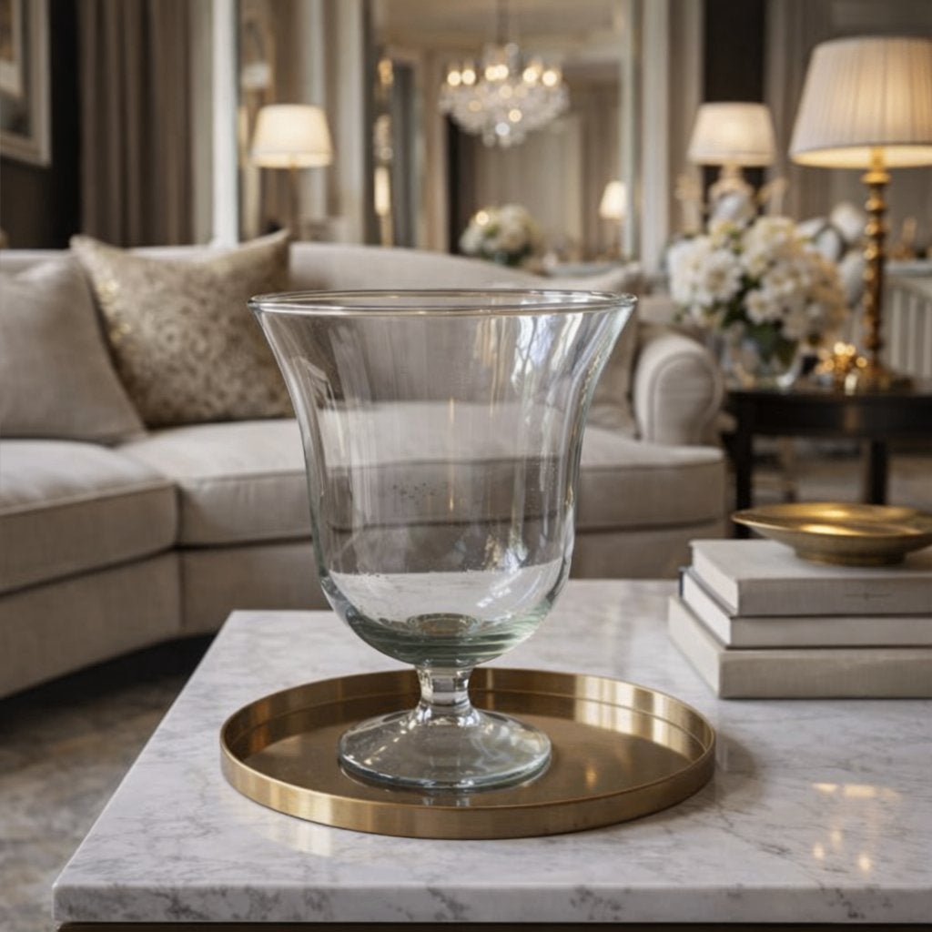 wijnglas vaas/glazen bokaal op voet, Huis en Inrichting, Overige kleuren, Ophalen of Verzenden, Minder dan 50 cm, Glas