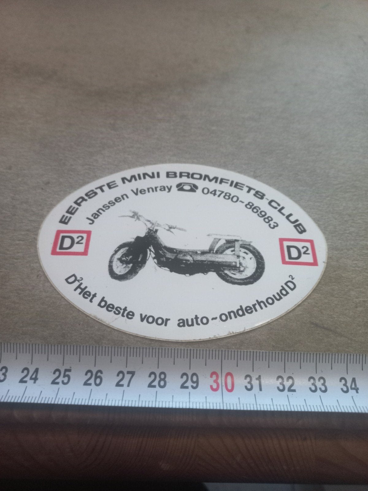 Vintage Eerste Mini Bromfiets-Club Sticker, Ophalen of Verzenden, Gebruikt