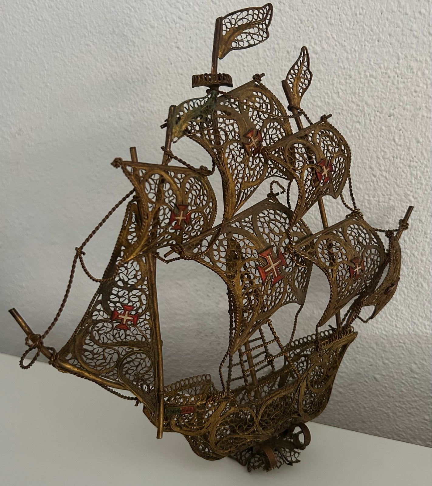 vintage Portugees filigraan schip metaal, Ophalen of Verzenden