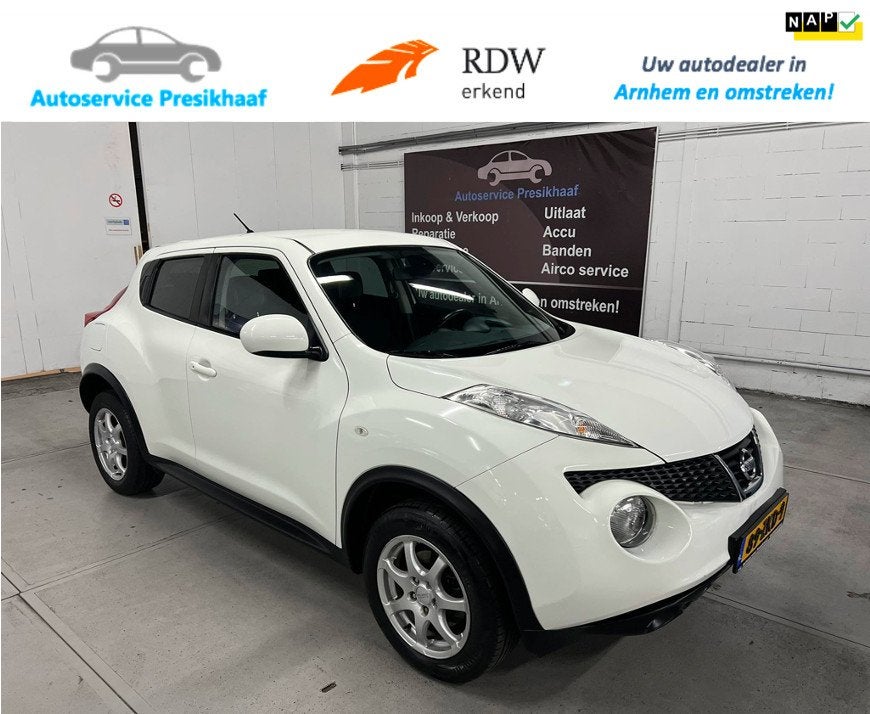 Nissan Juke 1.6 Tekna Automaat ECC / CAMERA / VOL-LEDER, Auto's, 4 cilinders, Stoelverwarming, Wit, SUV of Terreinwagen