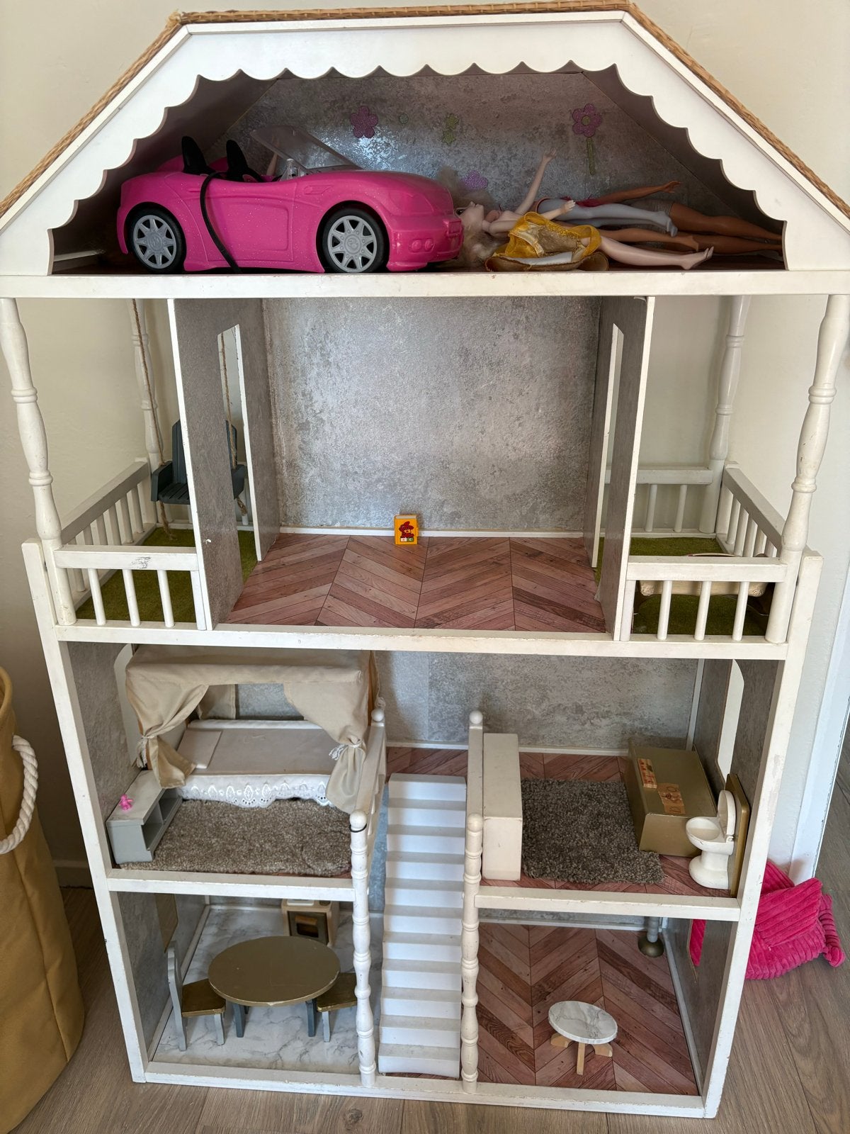 Groot Barbie poppenhuis met auto, Barbies en paard, Ophalen, Gebruikt, Barbie