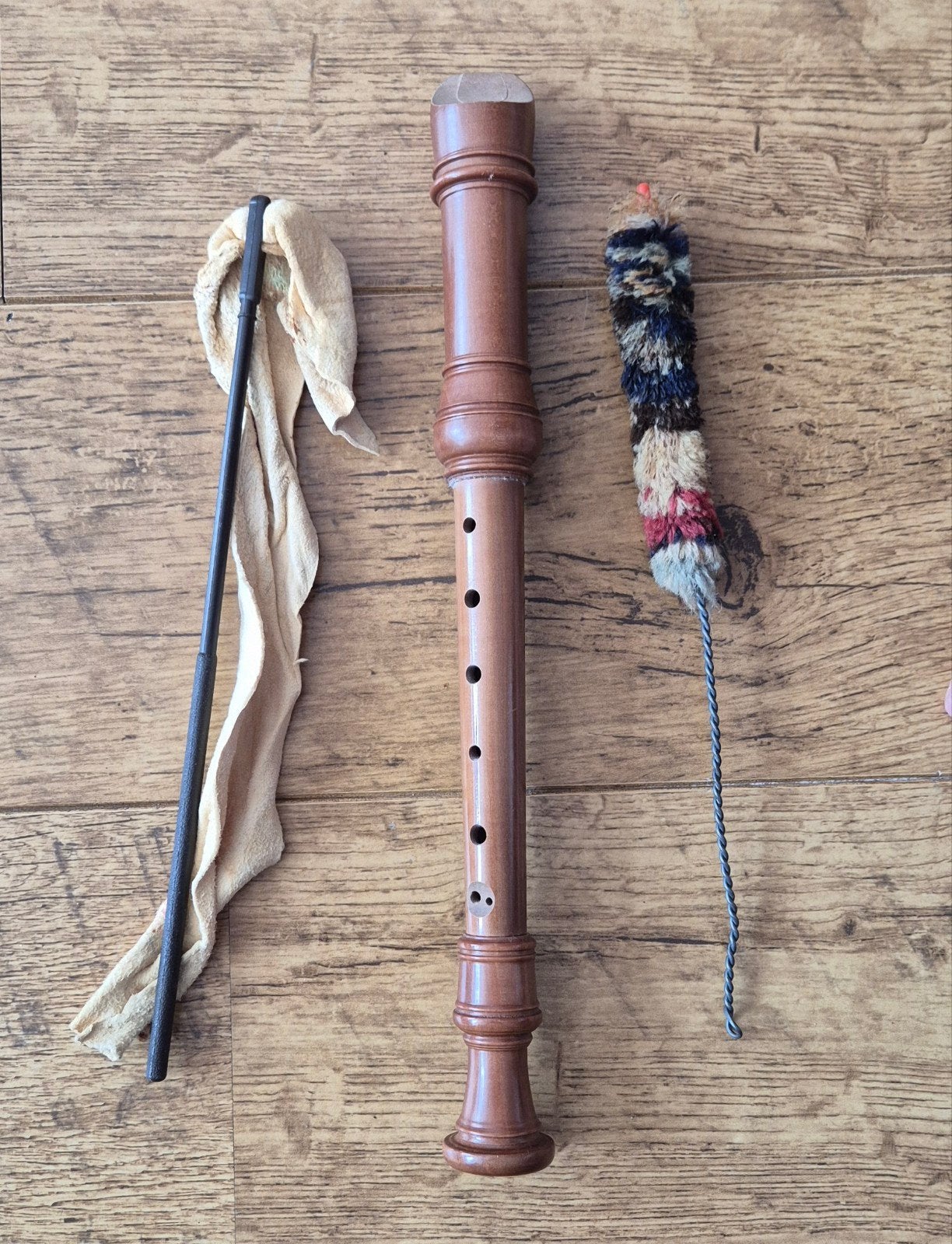Aura blokfluit, bruin, met schoonmaakaccessoires, Muziek en Instrumenten, Ophalen of Verzenden, Gebruikt, Sopraan of Sopranino