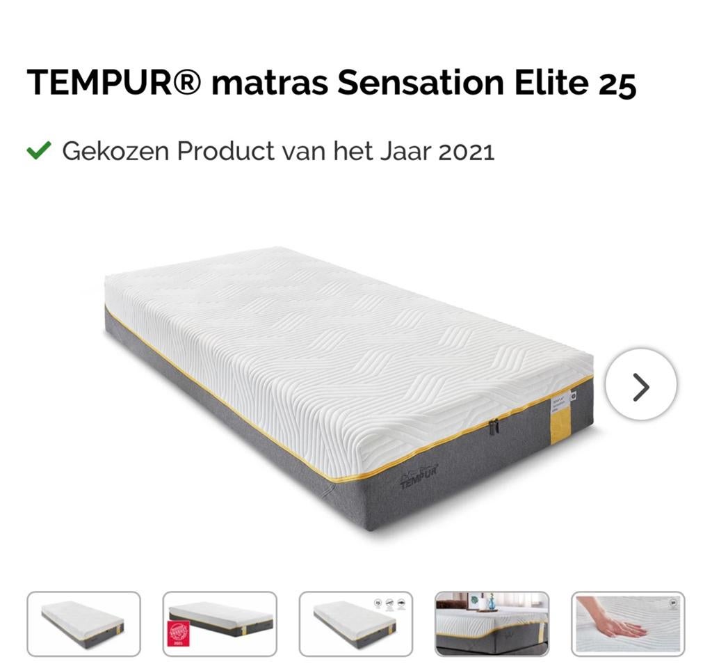 Tempur matras sensation elite CT 90x200x25, Ophalen, Zo goed als nieuw, Eenpersoons, 90 cm