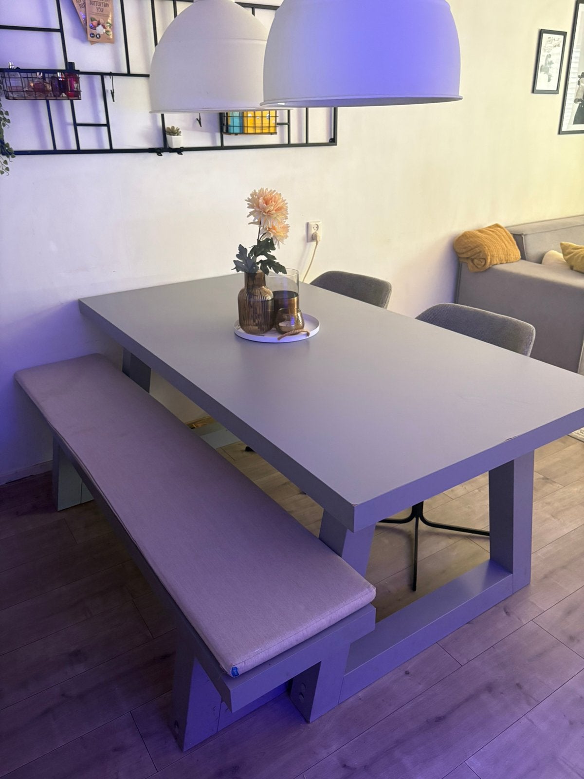 Eettafel, eetbank, rug&zitkussen, 2 luxe stoelen merk Zuiver, Huis en Inrichting, Ophalen, Gebruikt, 50 tot 100 cm, Vijf personen of meer
