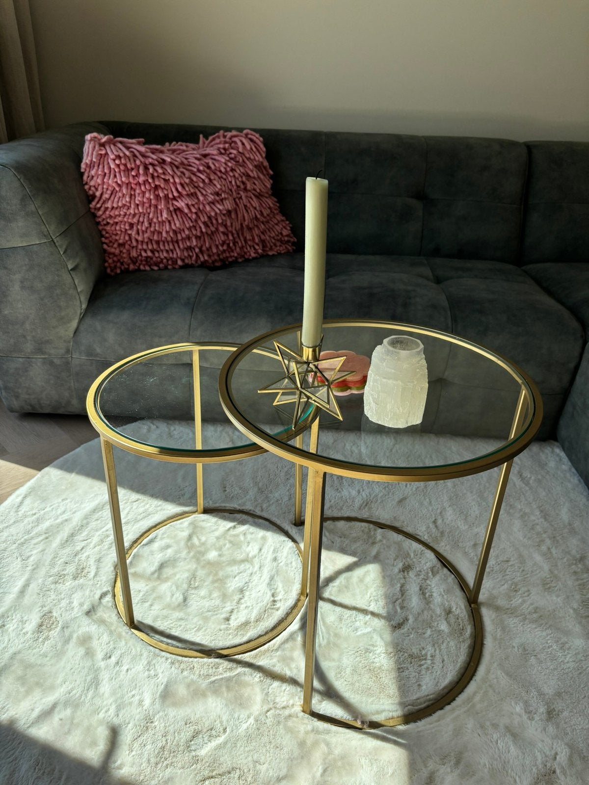 Light & Living salontafel Duarte, Ophalen, Rond, 50 tot 100 cm, Glas