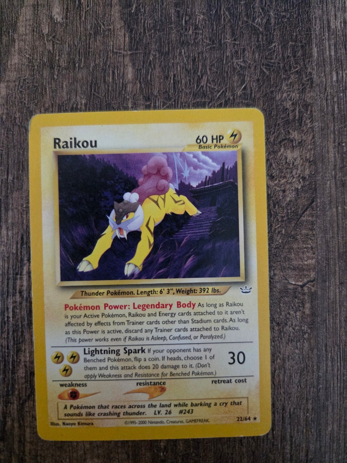Raikou Pokémon Kaart - 60 HP Basic Pokémon, Ophalen of Verzenden, Gebruikt, Losse kaart