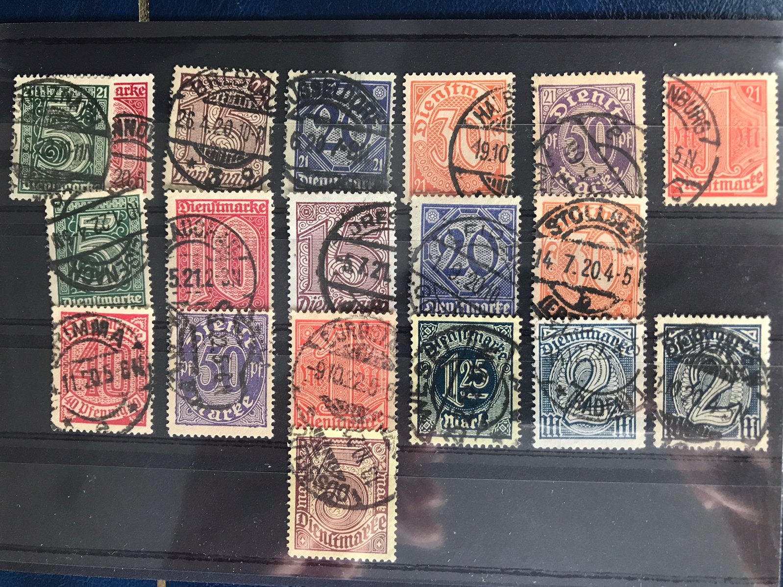 Duitse Rijk Dienstmarken gestempeld 16-22 en 23-33, Ophalen of Verzenden, Duitse Keizerrijk, Gestempeld