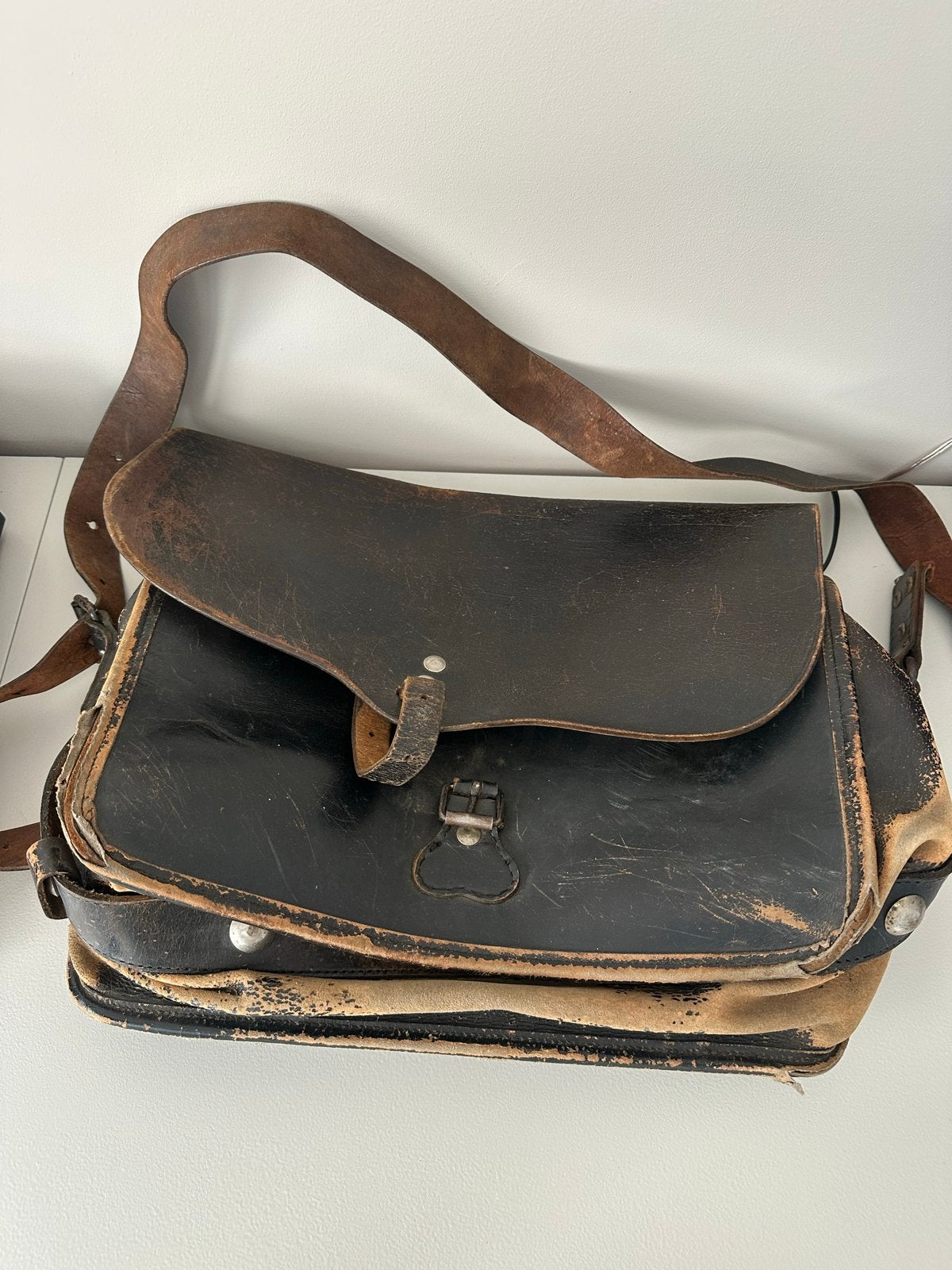 Vintage Leren posttas, Ophalen of Verzenden
