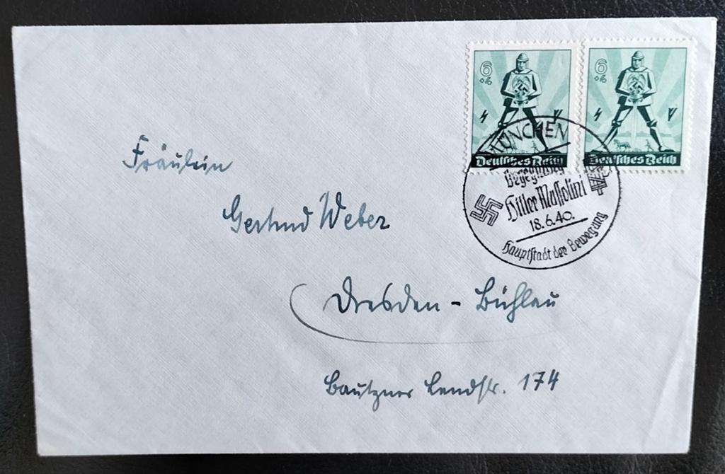Duitse Rijk Brief SST Mussolini en Hitler - München 1940., Verzenden, Envelop