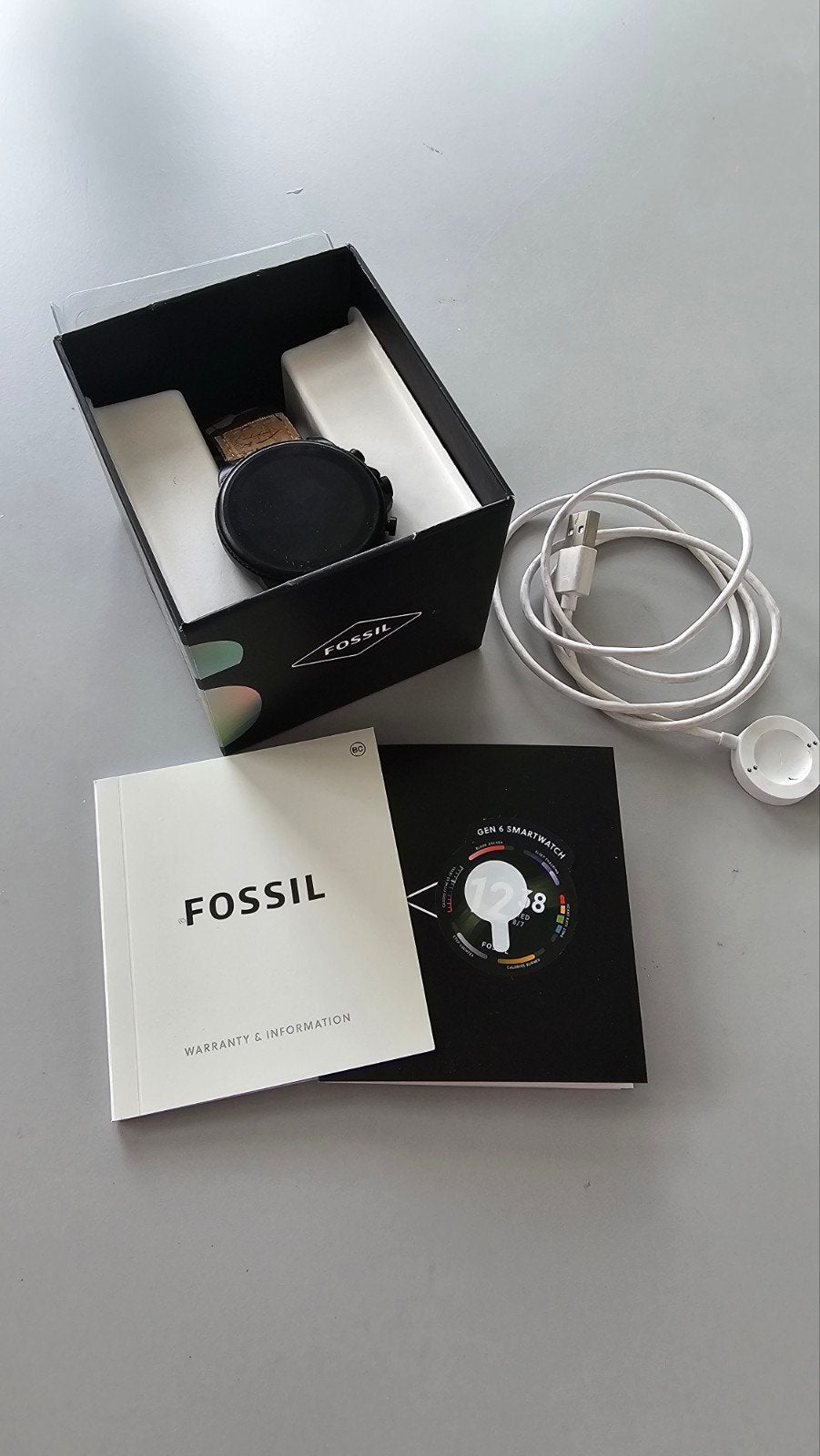 Fossil Gen 6 Smartwatch met Camouflage Band, Zwart, Fossil, Ophalen of Verzenden, Zo goed als nieuw