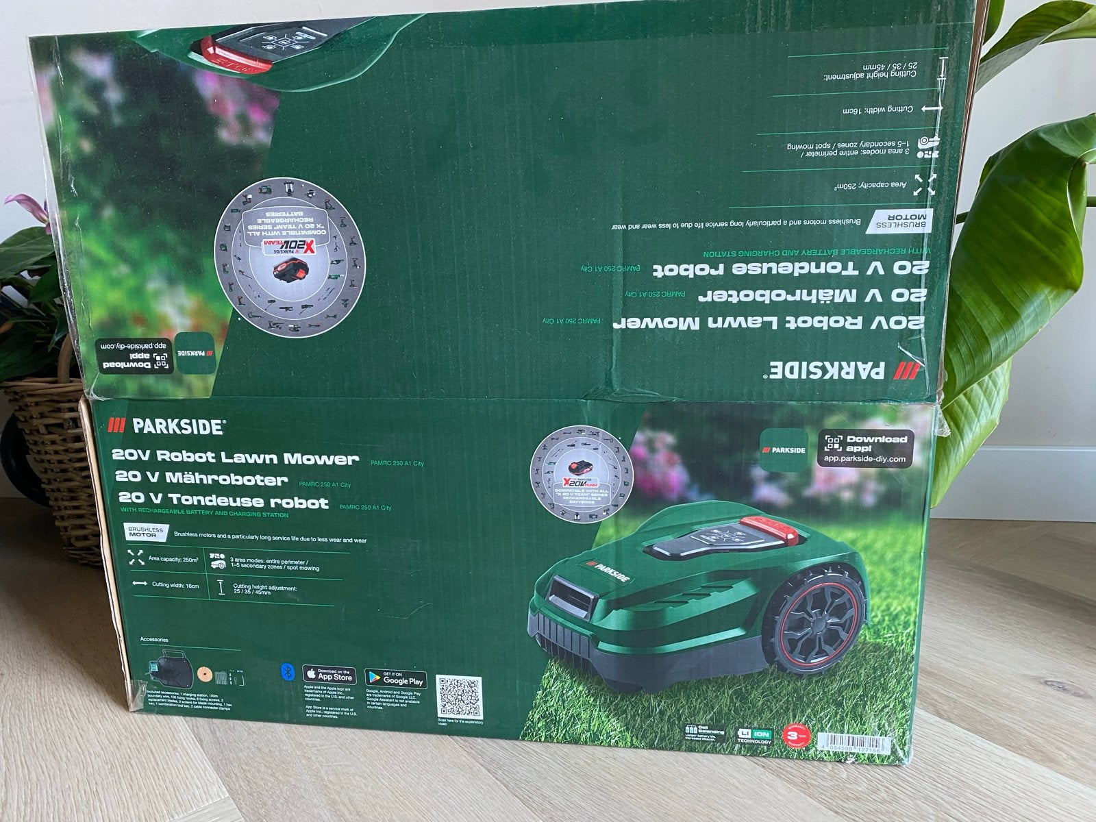 Parkside 20V Robot Grasmaaier NIEUW IN DOOS, Tuin en Terras, Robotmaaiers, Ophalen of Verzenden, Nieuw, 20 tot 25 cm, Bestuurbaar via app