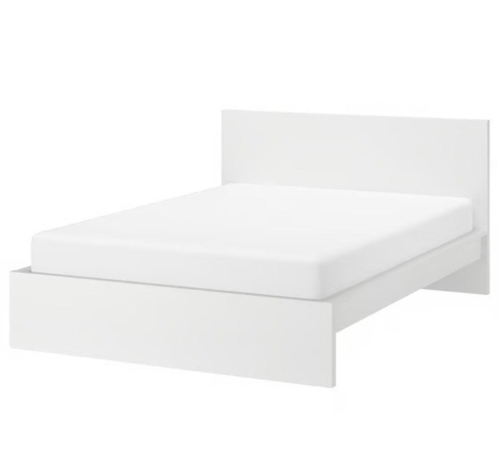 Bed Ikea 160x200 with mattress/matras, Gebruikt, Wit, Tweepersoons, Ophalen of Verzenden