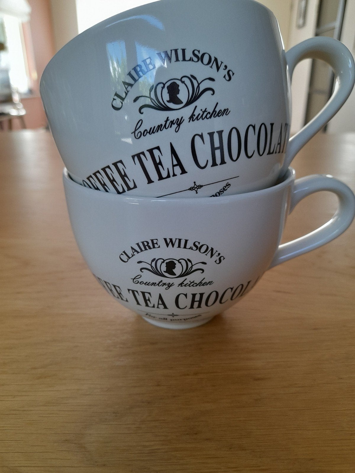 2x Claire Wilson's Country Kitchen Koffie/Thee Mokken, Ophalen, Zo goed als nieuw, Overige stijlen, Kop(pen) en/of Schotel(s)