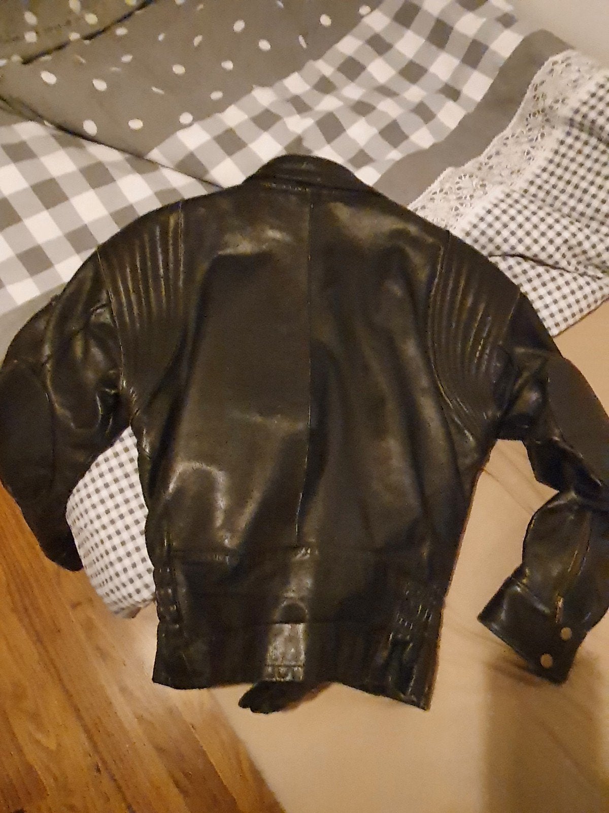 leren motorjas L-XL Retro zwart, Motoren, Ophalen of Verzenden, Tweedehands, Jas | leer, Damen