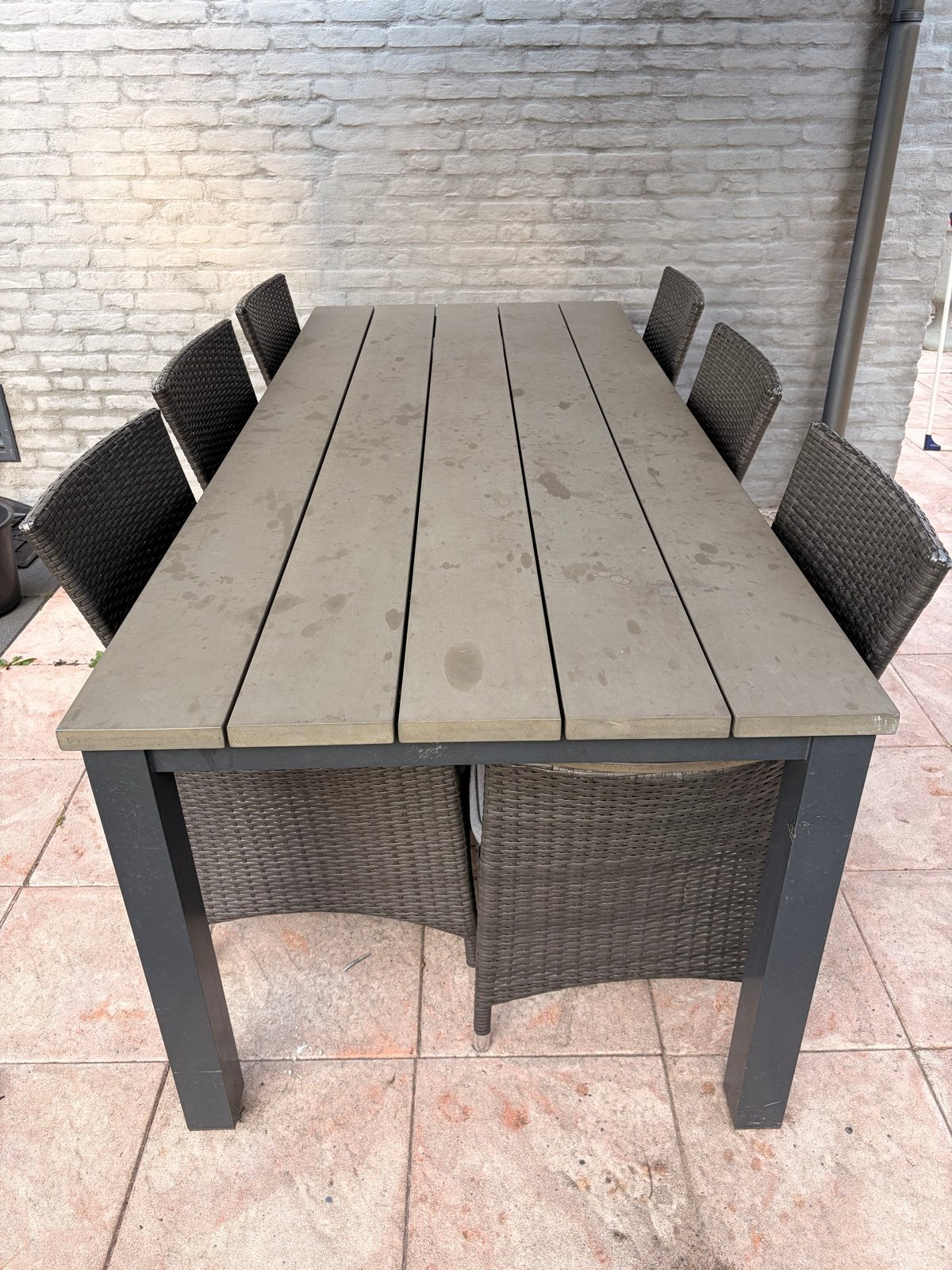 Tuinset Bois Le Duc met 6 stoelen en tafel, Tuin en Terras, Ophalen, Gebruikt, Eettafel, 8 zitplaatsen