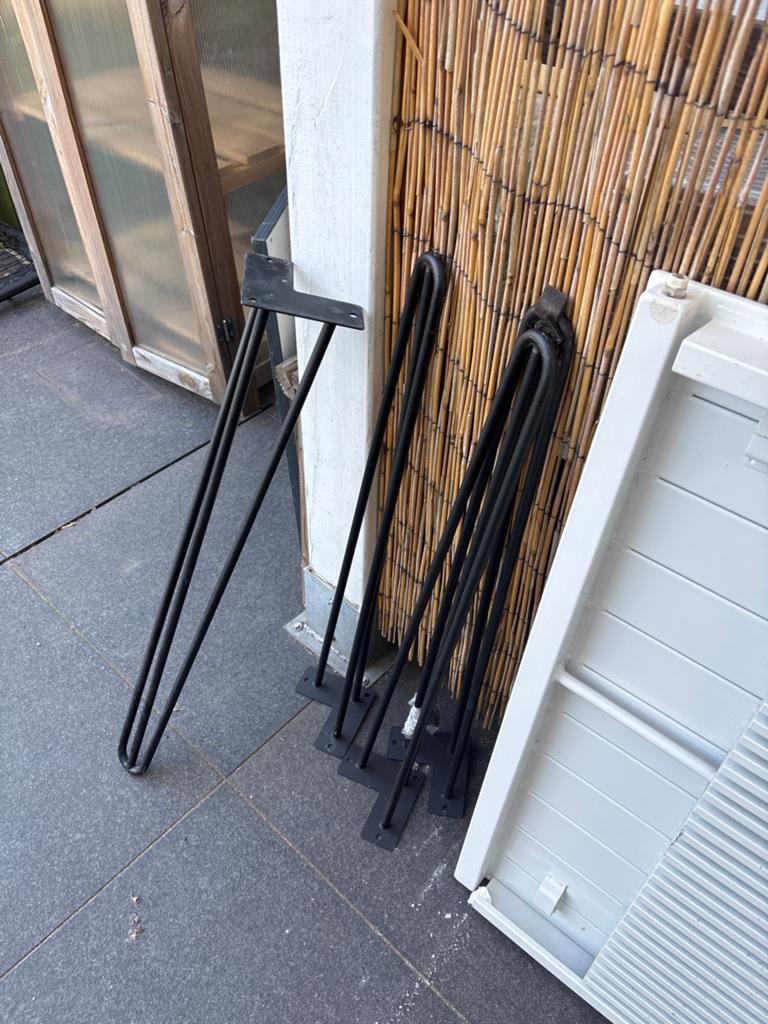 4x Zwarte Draadstaal Tafelpoten - Hairpin Legs, Ophalen, Gebruikt, Metaal, Tafelpoot