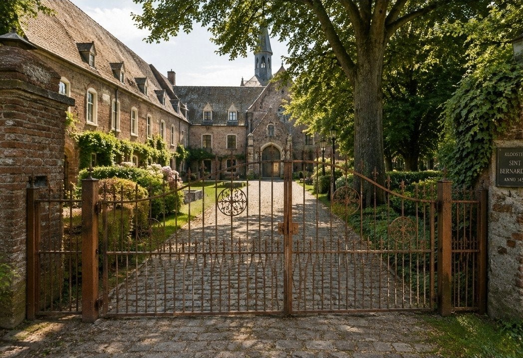 Prachtig oud sierhekwerk met dubbele poort – 5,60 meter, Ophalen, Gebruikt, 150 tot 200 cm, IJzer