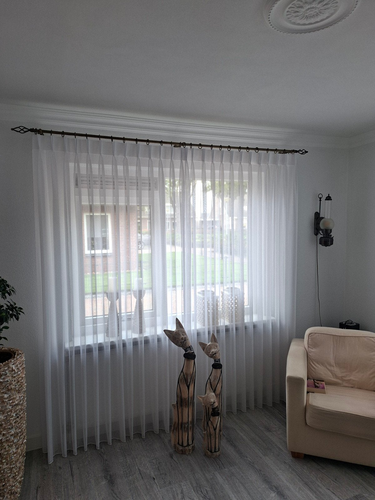 Lichtdoorlatende witte vitrage gordijnen, Huis en Inrichting, Vitrage, Wit, Ophalen of Verzenden, Polyester