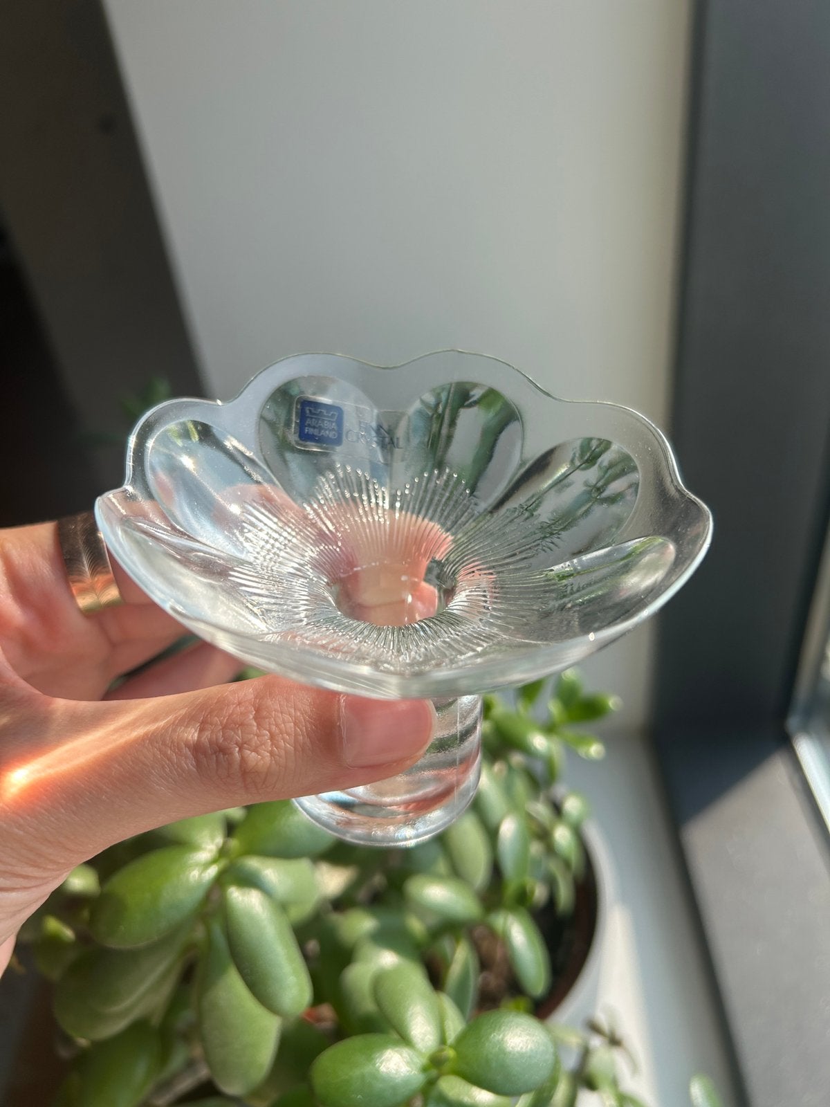 New Arabia Finland candle holder, Antiek en Kunst, Ophalen of Verzenden, Glas