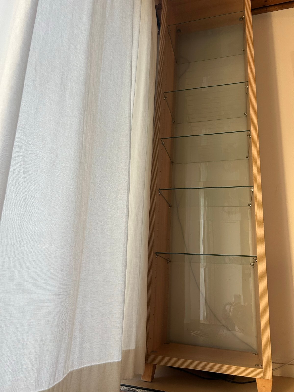 vitrinekast met glazen planken, Huis en Inrichting, Kasten | Vitrinekasten, Ophalen, Met plank(en), Gebruikt, 200 cm of meer