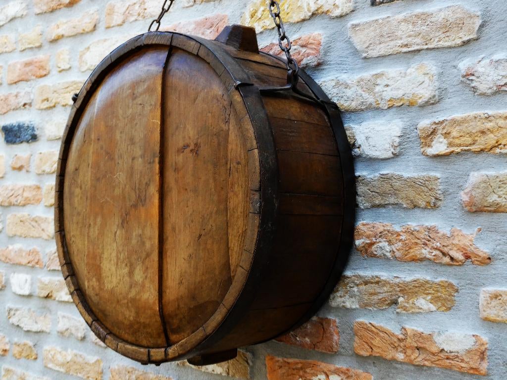 Houten drinkfles tonnetje veldfles drankvaatje vat vaatje, Antiek en Kunst, Ophalen of Verzenden