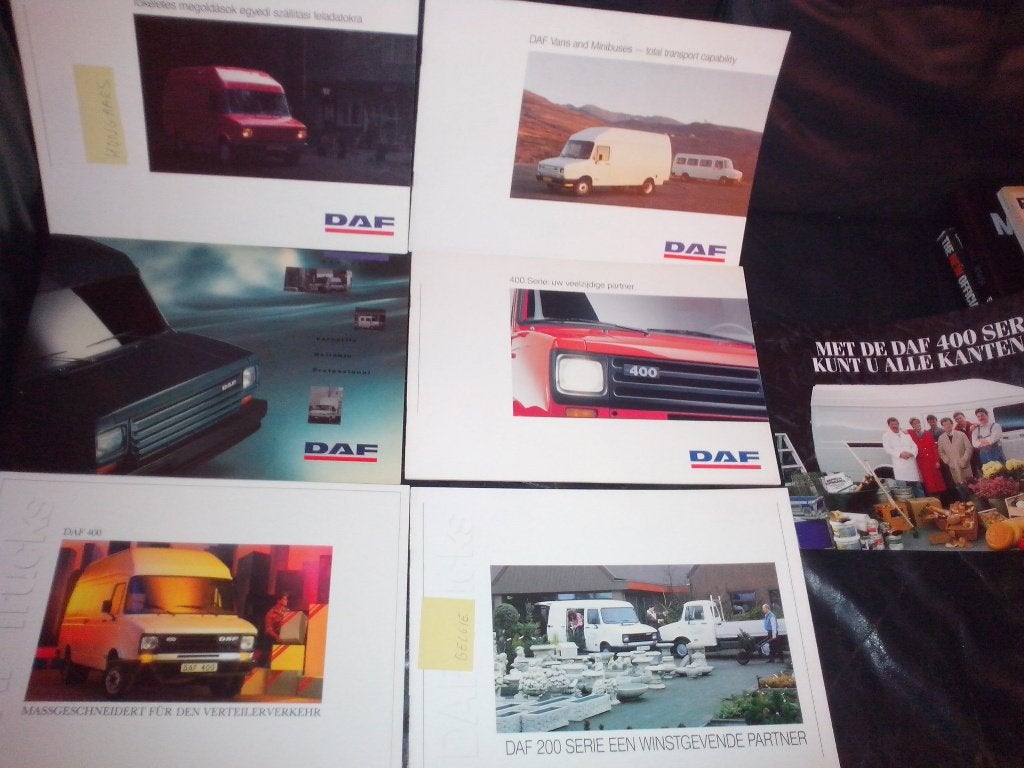 7x Leyland DAF 200 & 400 folders brochures Nederlands+Engels, Ophalen of Verzenden, Zo goed als nieuw, Overige merken