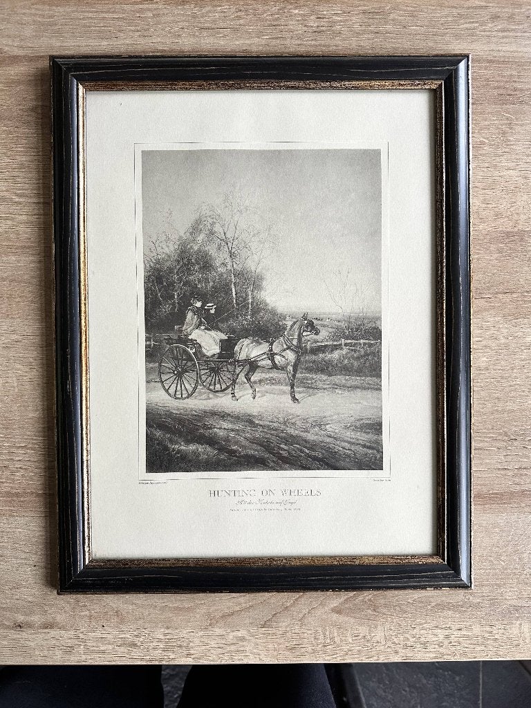 Set 2 klassieke Engelse paarden- en jachtprenten, Ingelijst, Dieren, Ophalen of Verzenden, Klassiek