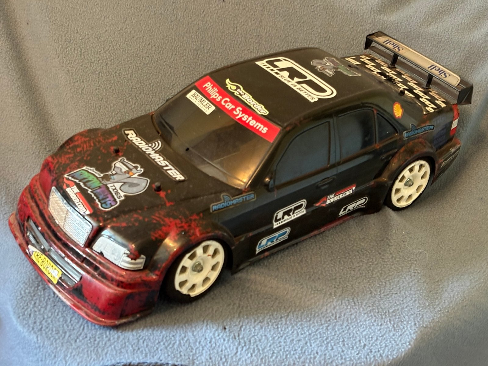 Tamiya TA-02 1:10 met Mercedes kap -ESC en stuurservo, Ophalen of Verzenden, Gebruikt, Auto