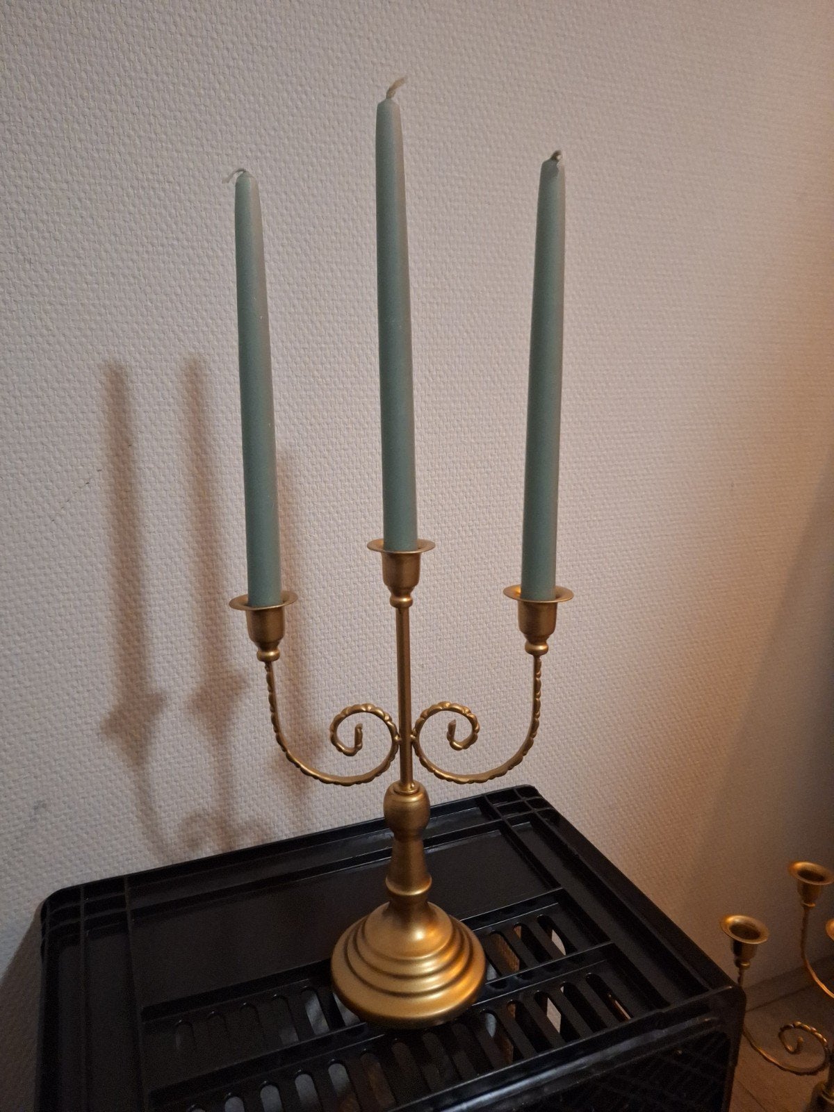 Partij (18 stuks) gouden kandelaars | bruiloft / event decor, Ophalen of Verzenden