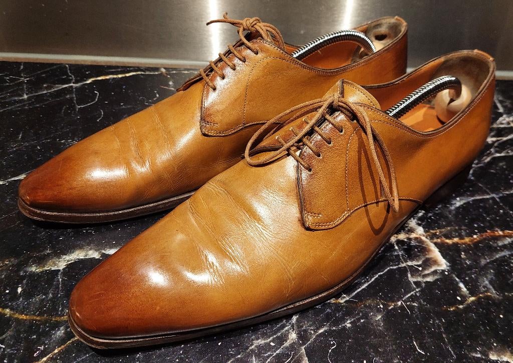 Santoni herenschoenen maat 7,5, Bruin, Ophalen of Verzenden, Santoni, Gedragen