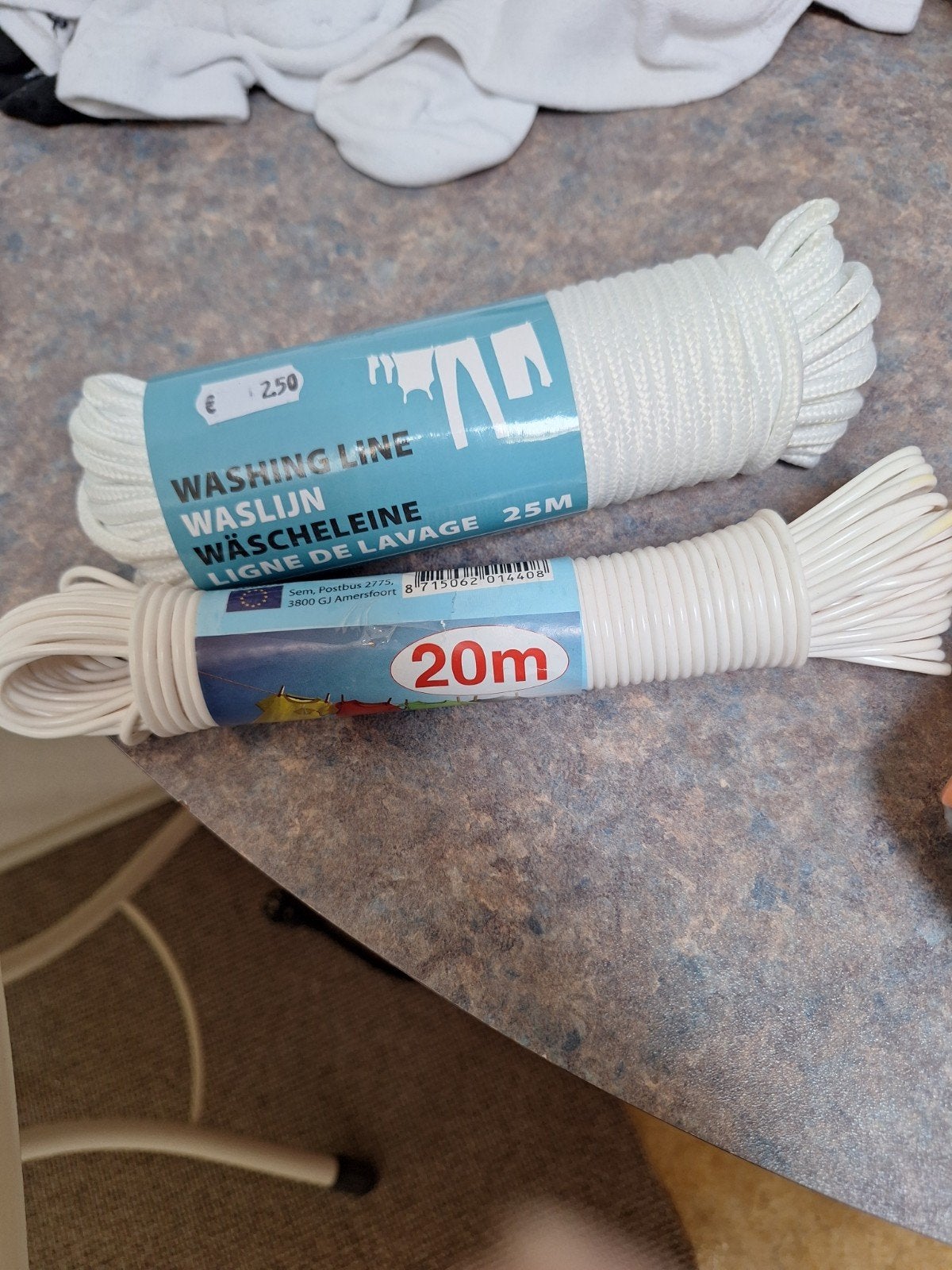 Witte waslijn 25M en 20m- Nieuw, Ophalen, Nieuw