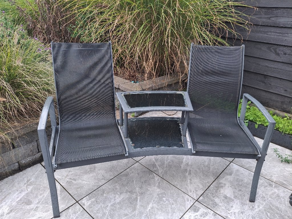 tete a tete tuinstoelen, Ophalen, Gebruikt, Aluminium