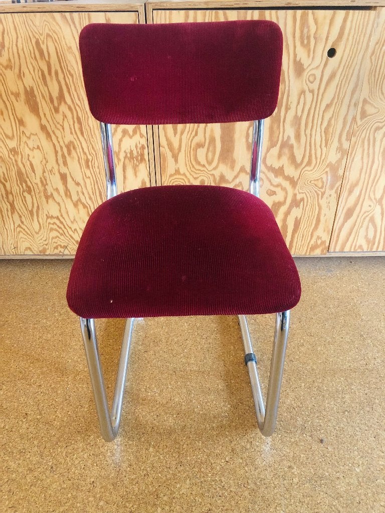 Buisframe stoel bordeaux rood ribstof, Ophalen, Gebruikt, Eén, Retro