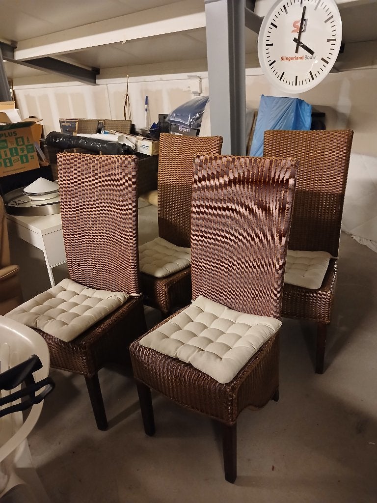 rieten eetkamerstoelen 4x, Ophalen