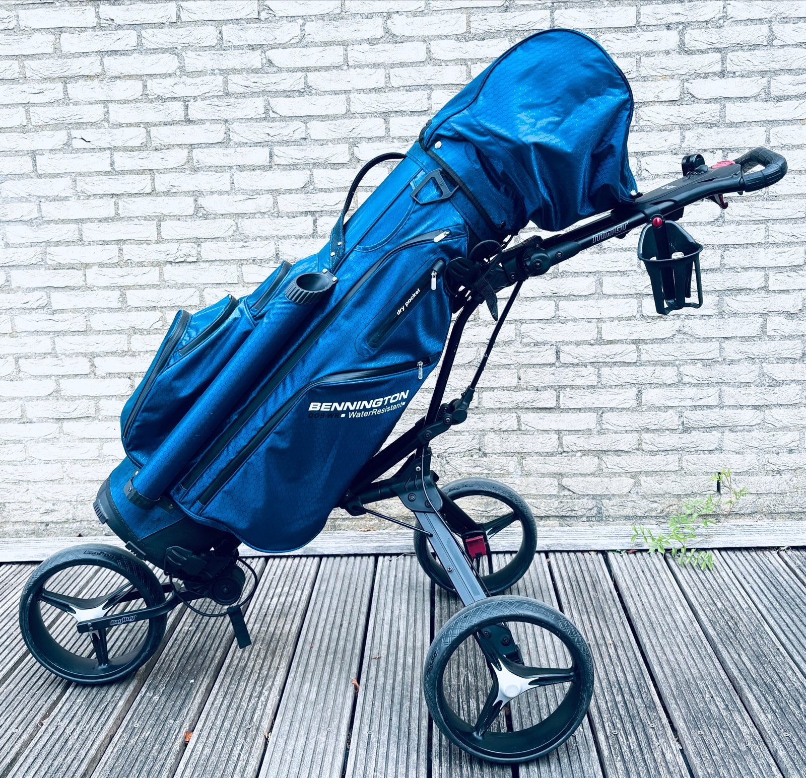 Bennington QO9 WR Golftas met BagBoy Mini GT Golfkar, Ophalen, Zo goed als nieuw, Tas, Overige merken