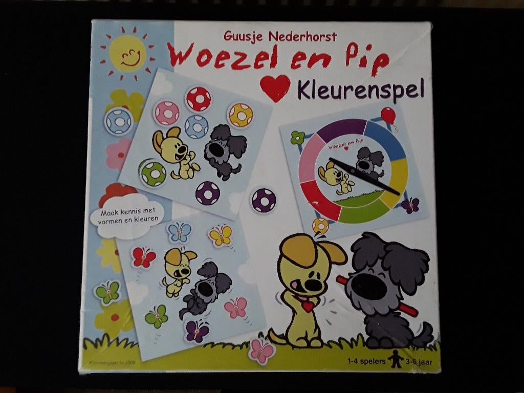 Woezel en Pip kleurenspel + koffertie met kleurprikkers, Ophalen of Verzenden, Gebruikt