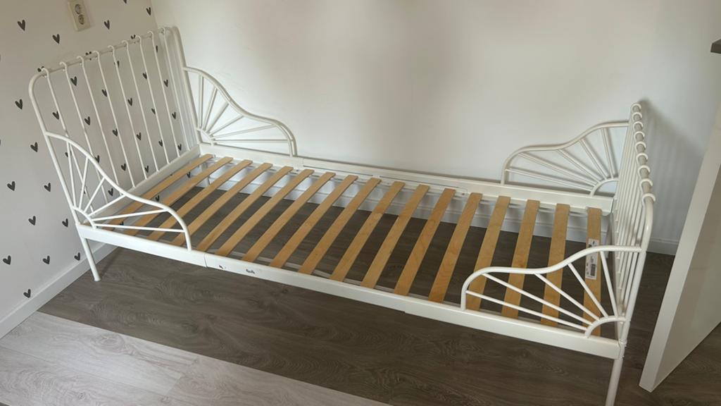 Ikea meegroeibed minnen wit, Ophalen, Verstelbaar, Eenpersoons, Wit